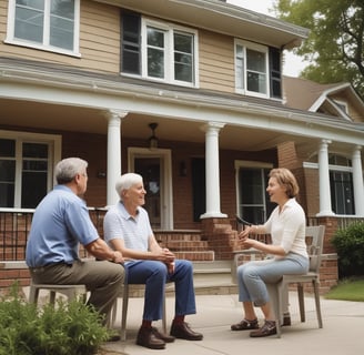 A couple is discussing selling their home with their realtor.