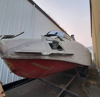 Spare PBY-5A fuselage at airport in Eugene