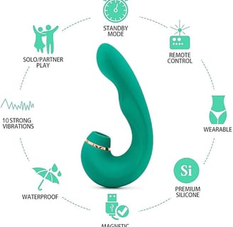 a green and white sex toy with a green and white background