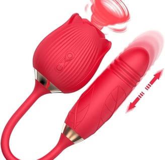 a red sex toy with a red and white background