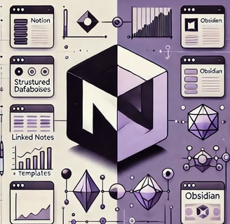 Notion and obsidian logo against each other