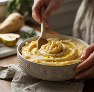 a person is holding a spoon and spoon in a bowl