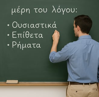 a man writing on a chalkboard on a chalkboard