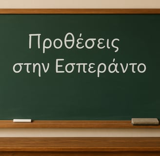 a chalkboard with the words, 'προθέσεις στην εσπεράντο'