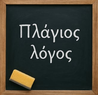 a chalkboard with the words plagios logos on it