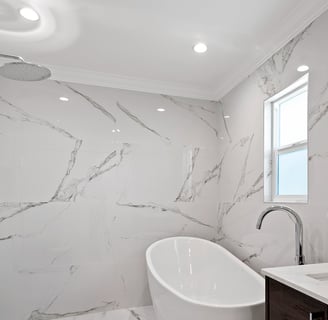Beautiful rain shower with stand alone tub in San Jose Bathroom remodel