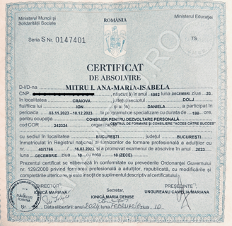 Certificat dezvoltare personala