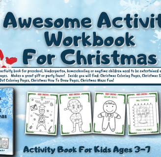 Awesome Actiity Workbook For Christmas is an activity book for kids ages 3-7