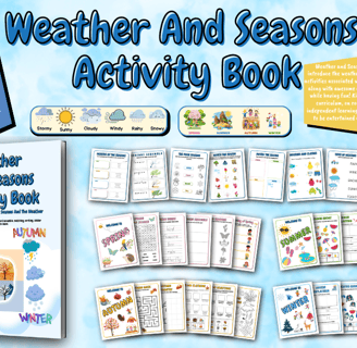 Weather and Seasons Activity Book is great way to introduce the weather clothing, words and food.
