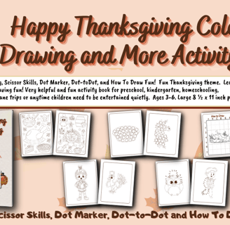 Happy Thanksgiving Coloring, Drawing And More Activity Book for kids.