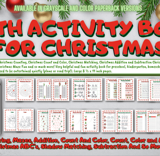 Math Activity Book For Christmas is an activity book for kids ages 3-7.