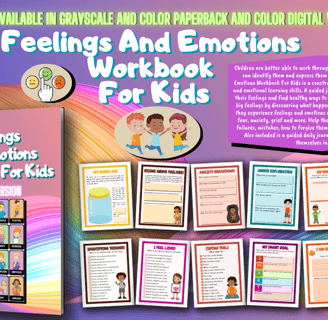 Feelings And Emotions Workbook For Kids is a guided journal for kids ages 5 and up.