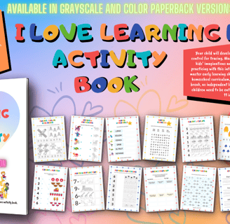 Count and color, matching, addition, subtraction, word search, tracing letters and sight words.