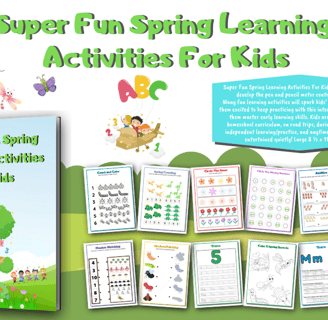 Super Fun Spring Learning Activities For Kids Is A Tracing, Counting, Coloring, Math, Matching And More Activity Book.