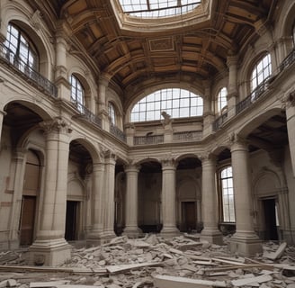 a large room with a large ceiling and a large window