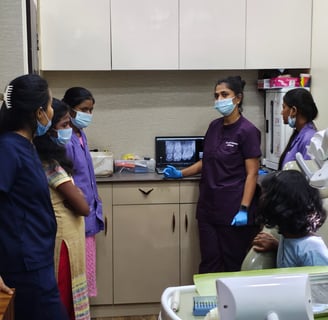 Teethe cleaning and whitening procedure at Dr. Jamodkar's Root Canal Speciality Dental Clinic Wakad