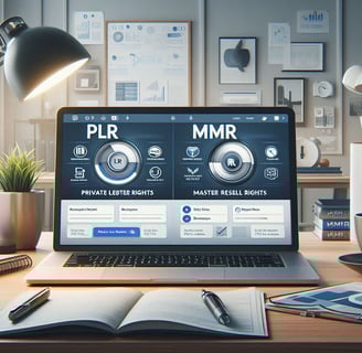 Laptop showing a PLR vs. MMR comparison in a modern workspace.