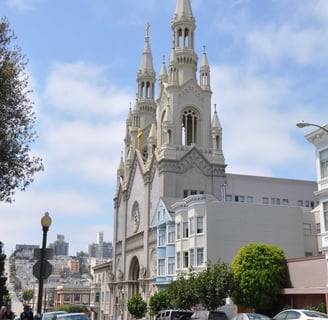 a church with a steeple in san francisco