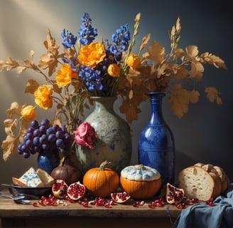 8tik | A vase with flowers and fruit on a table by Walid Ghali@2023