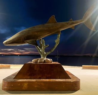 a statue of a whale shark
