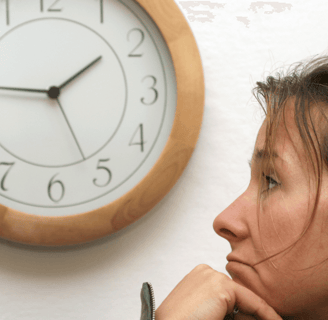 woman watching the clock on menopause depression