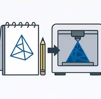 This is an info graphic. A 3D printer printing the idea. WIKXY Taylormade 3D Printing Stoke-on-Trent.