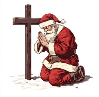 santa is praying to God