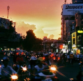 Saigon sunset before rain shot on film