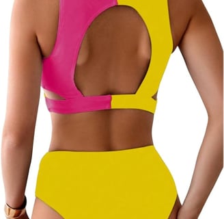 Conjunto amarillo y rosa pole dance