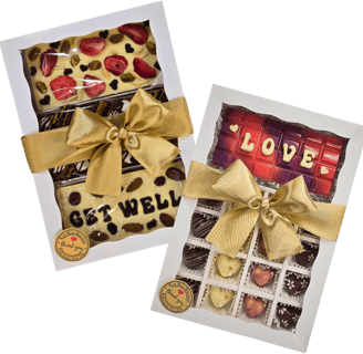 Gift boxes with assorted chocolates, perfect for gifts and surprise chocolate lovers. Dark, Milk, White chocolate, truffles