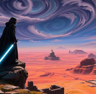 Jedi holding a light saber