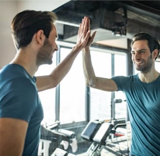 a man giving a high five finger high five
