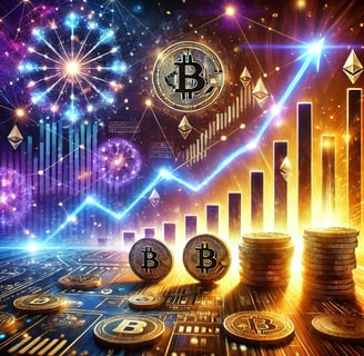 a bunch of coins and crypt currency symbols