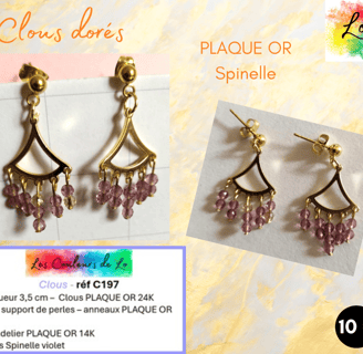 Boucles clous Plaqué or chandelier Plaqué or Spinelle violet Les Couleurs de Lo