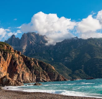seaside cliffs beach and cove in Corsica
