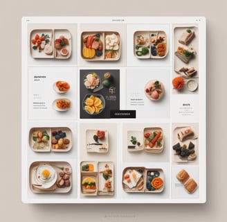 A UX design of a website for a restaurant in bento grid style