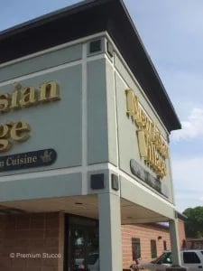 Stucco installation at a strip mall