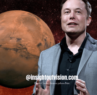a man in a suit and tie is standing in front of a planet