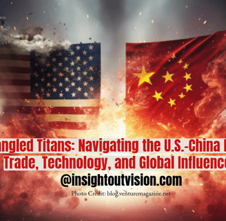 a flag with the words,'a tale of the us and china