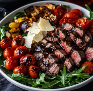 Frischer Salat mit Steak Streifen
