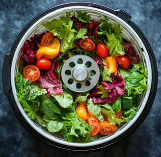 Salatschleuder um Gemüse nach dem Waschen zu trocknen
