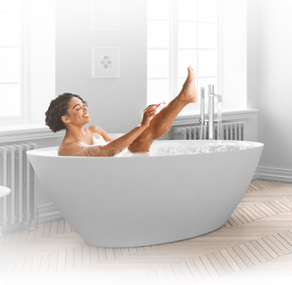 Women enjoying endless supply of hot water.