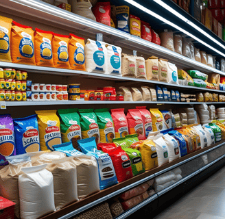 alimentos secos, arroz, harina, azúca, frijoles, leche en polvo