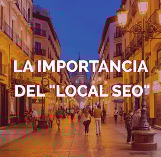 Calle central de Zaragoza de fondo y texto en primero plano indicando "La importancia del Local SEO"