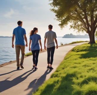 healthy people walking down a path to health