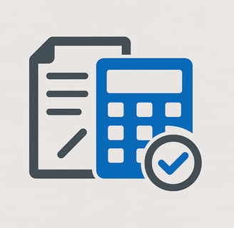 Gupta Accountants - Illustration of a document, calculator, and checkmark symbolizing the role 