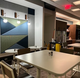 A janitor cart inside a modern kitchen.