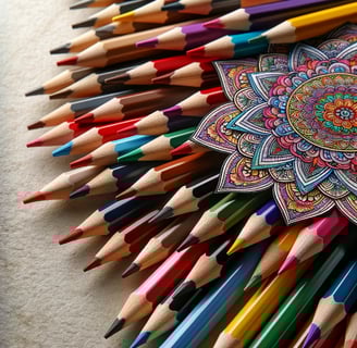 image of mandala coloring pencils