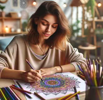 image of young women coloring mandala