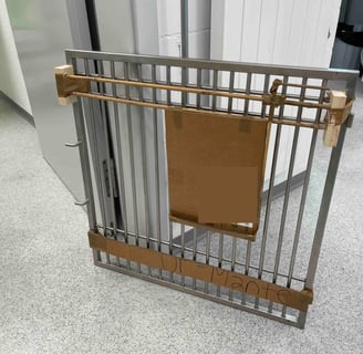 metal door frame with wood and cardboard new features as prototype